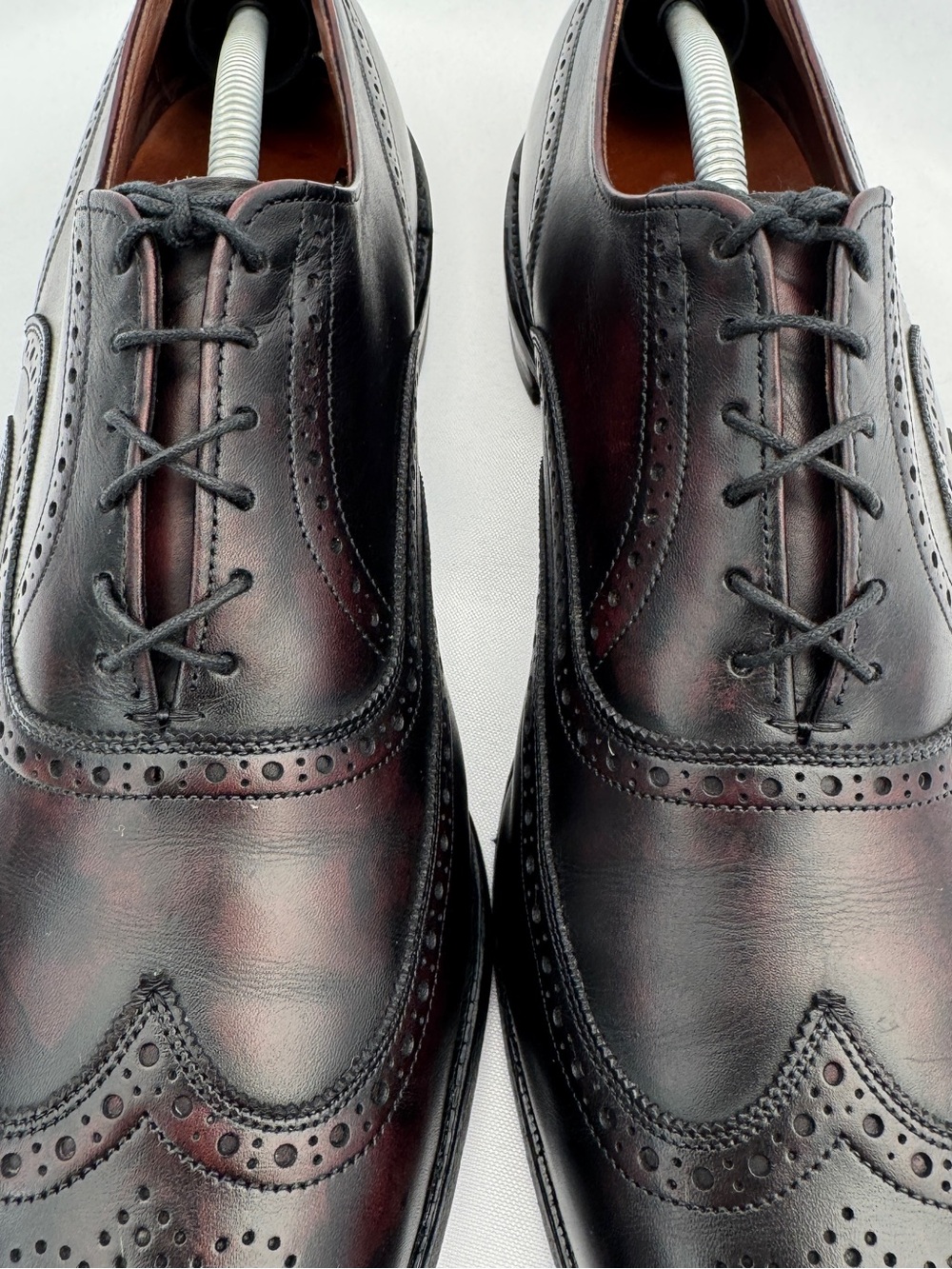 VTG Allen Edmonds Chester Men's Burgundy Black Wingtip Leather Dress Shoes Sz 12